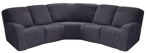 Mswborml N, 5-Sitzer Sofabezug Ecksofa L Form Komplett 7-Teiliger L-Förmiger Sofabezug für Liegestuhl, 4-Sitzer und 1 Ecksitz, Stretch-Jacquard-Liegestuhl, Schonbezug Für Liege, Ecksofa Waschbar
