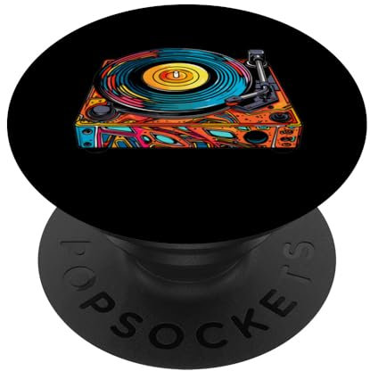 Vintage Colorful Record Player - Retro Pop Art Vibes PopSockets Adhesive PopGrip