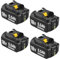 4X 18V 5.5Ah/5500mAh Ersatzakku für BL1860B BL1850B BL1840 BL1860 BL1850 BL1830 BL1815 BL1835 BL1860B BL1845 BL1850 194205-3 LXT-400 with LED Werkzeugakku