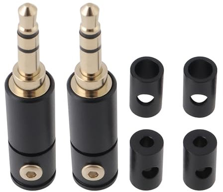 YINETTECH 2PCS 3.5mm Stereo Male Jack Plug Replacement Part 3 Pole Audio Connector Solder Adapter for Headphone DIY
