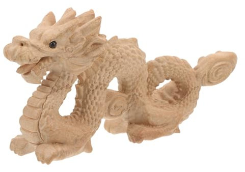 SOIMISS Drachenstatue Aus Holz, Drachenskulptur, Drachenfigur, Drachenornament, Geschnitztes Kunsthandwerk