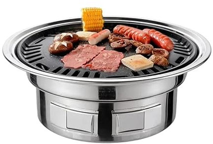 Barbecue au charbon de bois - Antiadhésif - Barbecue coréen - Portable - En acier inoxydable - Pour la maison, les fêtes, le camping en plein air