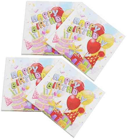 Alipis 80 Blatt Geburtstags Partyservietten aus Papier Saugfähig und Reißfest Einwegservietten für Kindergeburtstag 4 Packungen