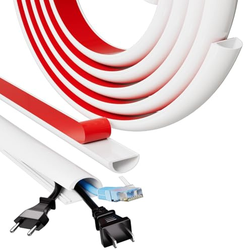 2m White Silicone Cable Trunking Wire Covers for Cables | Flexible Self-Adhesive Trunking for Electric Cables, Ideal for Hiding 2–3 Cords in Home or Office, 27 mm (W) × 15 mm (H)