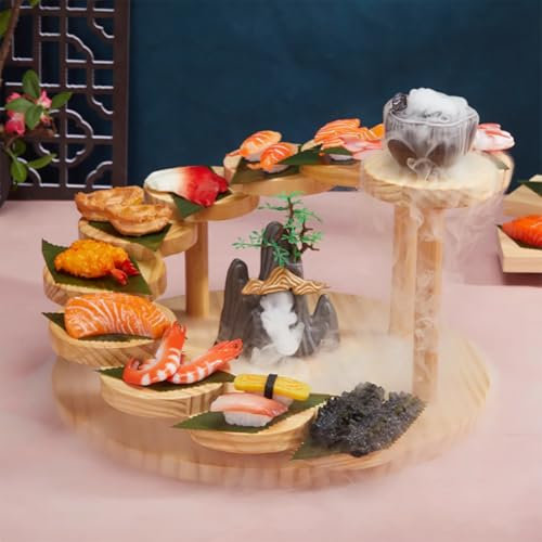 ASSYA Bandeja de exhibición de Sushi de Escalera de Estilo japonés, Creative Sashimi Barbacoquía de Soporte de Plato de Olla Caliente, Plato de cocción Comercial