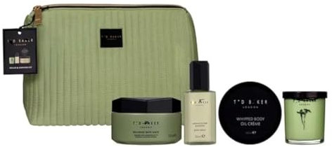 T BAKER Relax and Unwind Gift Set Bath Salts/Candle/Jasmine & lime blossom Body Spray/Body Cream - TED B luxurious collection