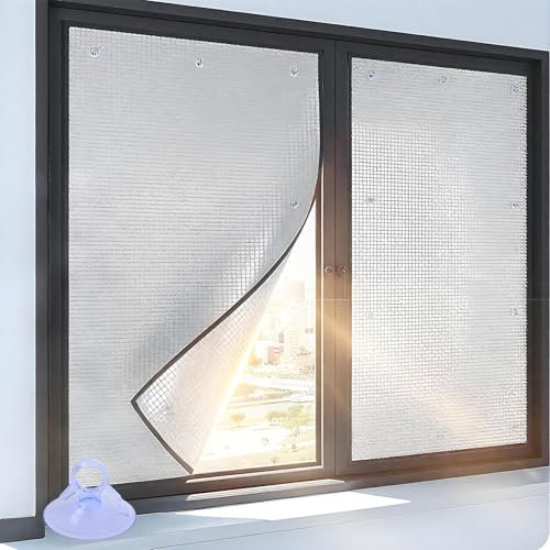 Película de Ventana Reflectante al Calor, Película Parasol de Papel de Aluminio 9mm, Película Aislante para Ventanas con Ventosa, Película de Privacidad para Solarium, Balcony