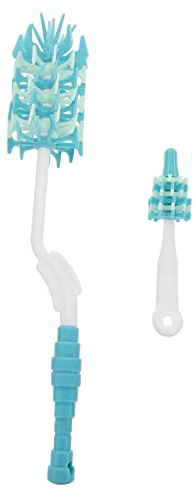 Brosse de Nettoyage pour Biberon en Silicone Tpe à Manche Long, Lot de 2 | Bleu, Verre et Gobelets, Mousse Rapide, Résistance aux Chocs, Usage Quotidien, Entretien Facile