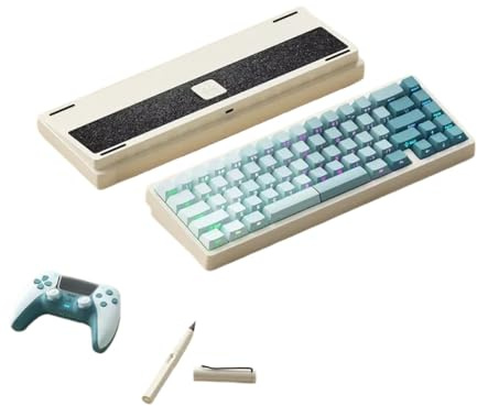 V2 Mechanical Keyboard Aluminum 3 Mode Gaming Keyboard Hot Swappable RGB Gasket Mount Custom Keyboard PC Compatible(MILK WHITE PBT)