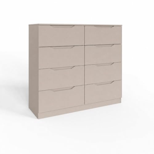 FWStyle Luno Putty 8 Drawer Chest of Drawers Wide Bedroom Storage 120cm
