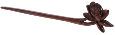 VALICLUD Élégante barrette à cheveux chinoise en bois avec fleur de lotus fabriquée à la main pour femme - Épingle à cheveux vintage pour tresses et chignon - Baguettes à cheveux rétro pour une