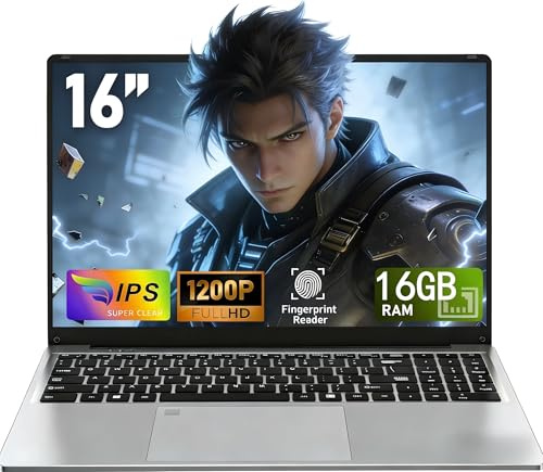 CHIFUYOU 16 Inch Cheap Gaming Laptop Computer, Notebook 16GB RAM 512GB SSD, N100 Processor (up to 3.6 Ghz), FHD 1920 x 1200 Display, Support WiFi 5, USB3.0, 6000mAh Battery