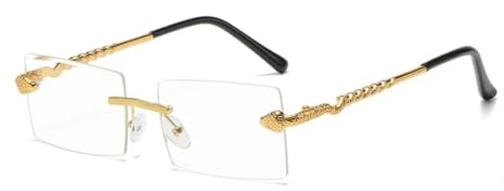 RRNTTTM Lunettes de soleil vintage sans monture style serpent pour hommes et femmes, design de luxe, verres de conduite en métal découpé, UV400