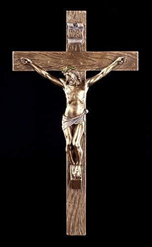 Wandrelief Kruzifix - Jesus am Kreuz | Veronese Figur Wand Deko Bronze-Optik