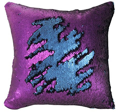 Zinsale Magic Reversible Meerjungfrau Kissenbezüge Pailletten Kissenbezug Sofakissen Kissenabdeckung Dekorative Kissen 40x40cm (Lila + Blau)