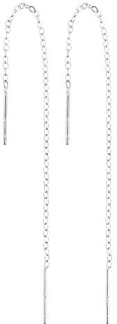 925 Sterling Stäbchen Durchzieher Ohrringe Lange Quaste Einfädler Ohrringe für Frauen Mädchen,Silber