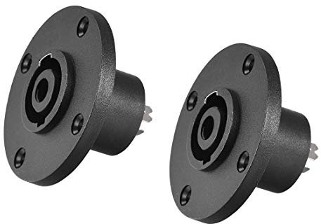 sourcing map 4-Pin Speakons Panel Mount Connector,Audio Speaker Jack Twist Lock,Round Speaker Jack Plate with Metal Insert,2Pcs