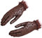 DINPREY 22,9 cm große Tüll-Handschuhe, Leopardenmuster, UV-Handschuhe, halbtransparent, Nylon, Handgelenk, braune Spitzenhandschuhe, Champagner, Einheitsgröße
