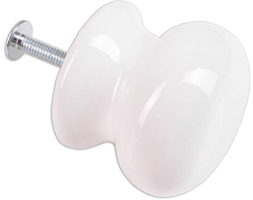 Plain White Ceramic Furniture Door & Draw Knob 38mm Diameter