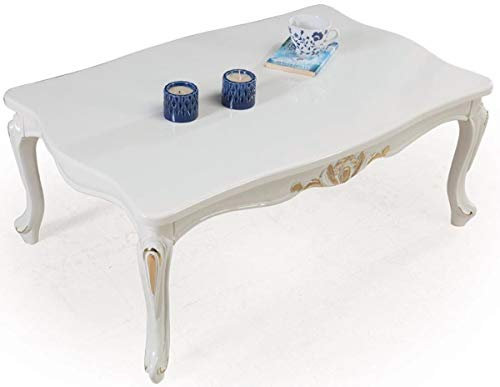 Casa Padrino Luxus Barock Massivholz Couchtisch Weiß/Gold 108 x 78 x H. 46 cm - Wohnzimmertisch im Barockstil