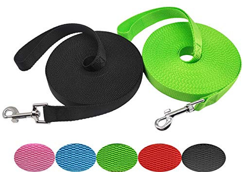 SEPXUFORE Hundeleine aus Nylon, 1,8 m, 3 m, 4,5 m, 6,8 m, 9,2 m, für Rückruf-Training, Agility-Leine, lange Leine für Spaziergänge, Camping, Erkundung, Spielen, Hinterhof, 2 Stück