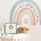 funlife 57x70cm Großer Regenbogen Wandtattoo mit Blumen, selbstklebend Wandsticker Regenbogen groß bunte Boho Wandtattoos für Kinder Mädchen Kinderzimmer Babyzimmer, wasserdicht Wandbild