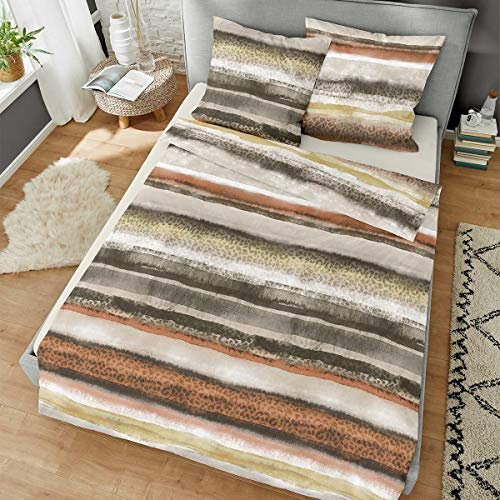 Dormisette Mako-Satin Bettwäsche Askersund Erde 1 Bettbezug 155 x 220 cm + 1 Kissenbezug 80 x 80 cm