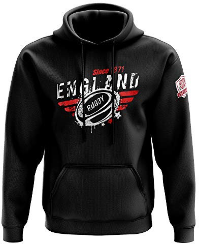 Herren England Rugby Since 1871 Kapuzenpullover – Fan Rugby Englisch Abzeichen Rugga Geschenke für ihn – St Georges Day Eng Sports Fan Gr. S, Schwarz