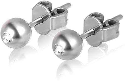 Titan Runde Kugelohrstecker für empfindliche Ohren, hypoallergen nickelfrei Ohrstecker für Damen mit Titan-Ohrringrücken 3mm 4mm 5mm