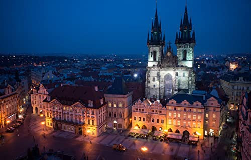 LHJOYSP art jigsaw puzzles for adults 1000 piece City Sky Night Architecture Prague Czech Republic Old Town Square Tyne Church Stare Mesto 75x50cm