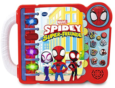 Vtech Spidey and His Super Friends Livre d'aventure interactif pour Apprendre Les Lettres, Les Objets, la Musique et Les Mots pour Les Enfants de 3 à 6 Ans