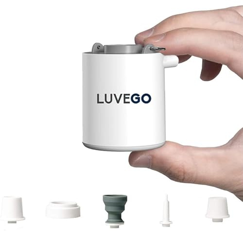 Luvego Luftpumpe luftmatratze - Mini Pump, Klein und Leistungsstark, Aufblasen- Vakuumsaugen und Laterne, Wiederaufladbar