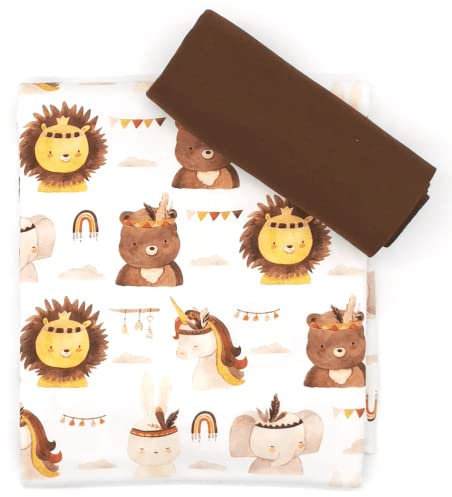 Stoffpaket 0,5m Jersey + 0,25m Bündchen (Wild animal dream braun)