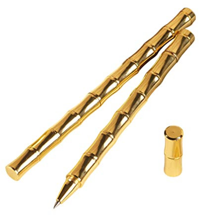 Operitacx 2st Neutraler Unterschriftenstift Aus Bambus Party Bevorzugt Stift Schüler Schreiben Stifte Dekorativer Kugelschreiber Kinder Signieren Stifte Schmücken Büro Jahrgang Messing