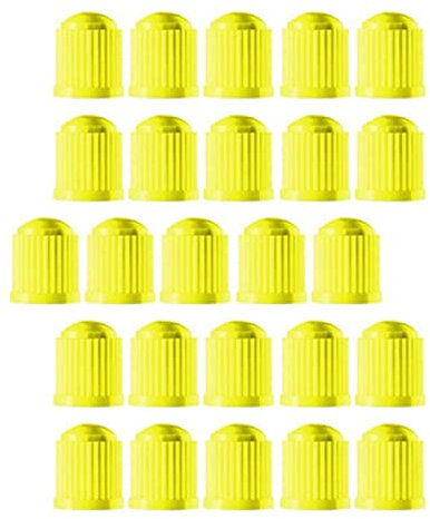 Ronyme 25 Stück Autoreifen Ventilschaftkappen mit Gummiring Dekoration Reifenkappe für Auto, GELB