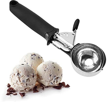 Professioneller Eislöffel, Hartes Eis Eisportionierer, Ice Cream Scoop, für Eiskugeln, Fruchtbällchen Ausgraben, Keksbällchen Ausgraben (Schwarz)