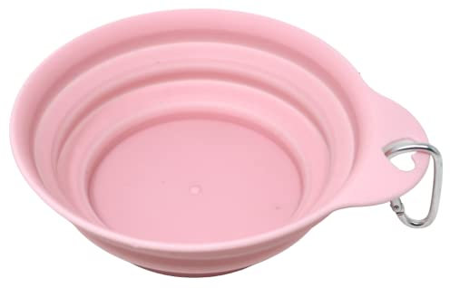 fiXte Collapsible Dog Water Bowl Lightweight Portable Expandable Dog Travel Water Bottle With Clip Foldable Puppy Dog Cat Pet Bowl Feeding and Watering for Pets Pink