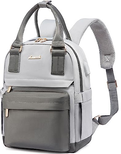 LOVEVOOK Rucksack Damen Klein, Wasserdicht Cityrucksack Handtasche 2 in 1, Mini Tasche Daypack Backpack Women Elegant für Freizeit Schule Reisen Arbeit, Grau Blau