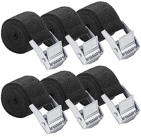 6 Stück Spanngurte Kurz 0.5m x 25mm, Schwarze Spanngurte mit Klemmschloss,Verstellbare Spanngurte mit Ratsche Befestigungsgurte für Fahrradträger Motorrad Auto Heckträger Gepäck, Belastbar Bis 500 kg