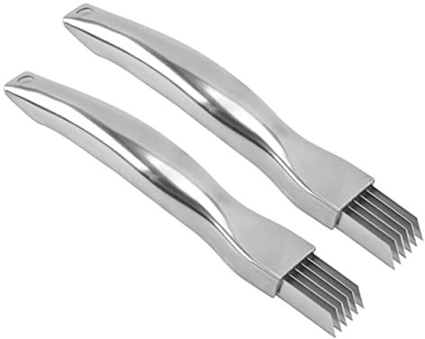 Angoily 2st Edelstahl-zwiebel Zwiebelschneider Küchenschneidewerkzeuge Gemüseschneider Schalottenschneider Schneidiger Knoblauchschneider Schwarzes Messer Fein Rostfreier Stahl