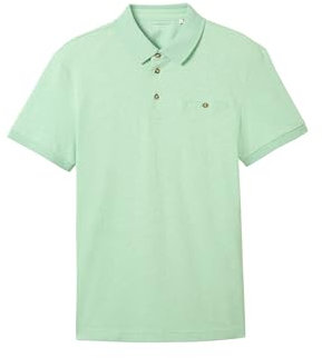 TOM TAILOR Herren Basic Piqué Poloshirt mit Brusttasche, 35070 - Mint Grindle Structure, L