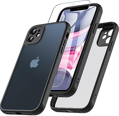 Hensinple Für iPhone 11 Hülle, Panzer Schutz Glas Rundumschutz Stoßfest mit Kameraschutz Militärstandard Outdoor Cover Schutzhülle für iPhone 11 Case 6.1 '' (Schwarz)