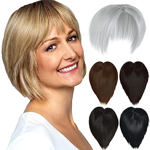 Luxiremi Hair Topper Silber Grau Haarteil Kurze Topper Haare Clip in Haarverlängerungen Kunsthaar Haartopper für Damen Frauen mit Dünnem Haar