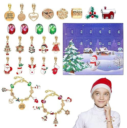 Adventskalender | 24-Tage-Countdown-Schmuck-Geschenkbox - Armband-Halsketten-Kalender, 2023 Neujahrsornamente für Jungen, Mädchen und Erwachsene Ziurmut