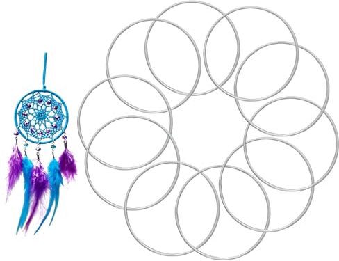 simarro Metallringe zum Basteln, 10 Stück Metallring 10cm Handwerkliche Metallring Drahtring Traumfänger Ringe Metall Makramee Ringe für DIY Floral Hoop Hochzeitskranz Floristik Wandbehang(Silber)