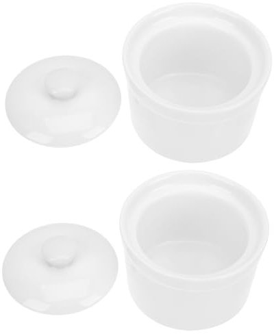 Cabilock 2 Pièces Marmite Bol à Soupe Bols à Soupe Avec Anses Assiette Creuse Bol à Ragoût Avec Couvercle Bol Chawanmushi Bol De Soupe Oignon Miso Français Céramique Blanche Poêle