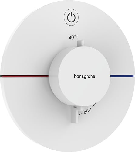 hansgrohe ShowerSelect Comfort S - Thermostat Unterputz, Armatur mit Sicherheitssperre (SafetyStop) bei 40° C, rundes Thermostat, Mischbatterie für 1 Verbraucher, Mattweiß