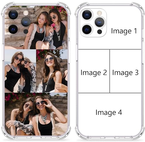 aobthurn Custom Picture Phone Case for iPhone 17 17e Air 16e 16 15 14 13 12 11 Pro Max Plus XR, Four-Corner airbag is Anti-Drop,Customized Personalized Full ProtectionSoft Clear TPU Case (4 Photos)