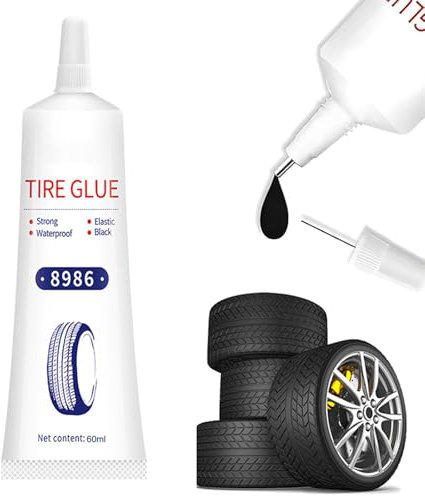 Colle Pneu, 60MLColle Pneu Voiture, Reparation Pneu Voiture, Kit de Réparation de Pneus de Vélo/Moto/Voiture - Répare Rapidement les Fissures, les Trous et les Pneus de Voiture qui s'Écaillent
