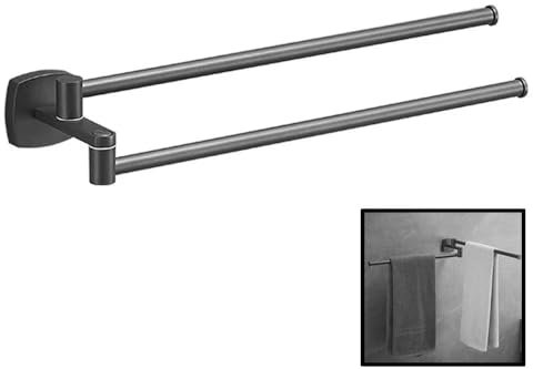 CALUCAB Drehbar Handtuchhalter 2 Armig Edelstahl Verchromter Badetuchhalter 35cm Wandmontage Handtuchstange für Bad,Küche und Garderobe (Black)